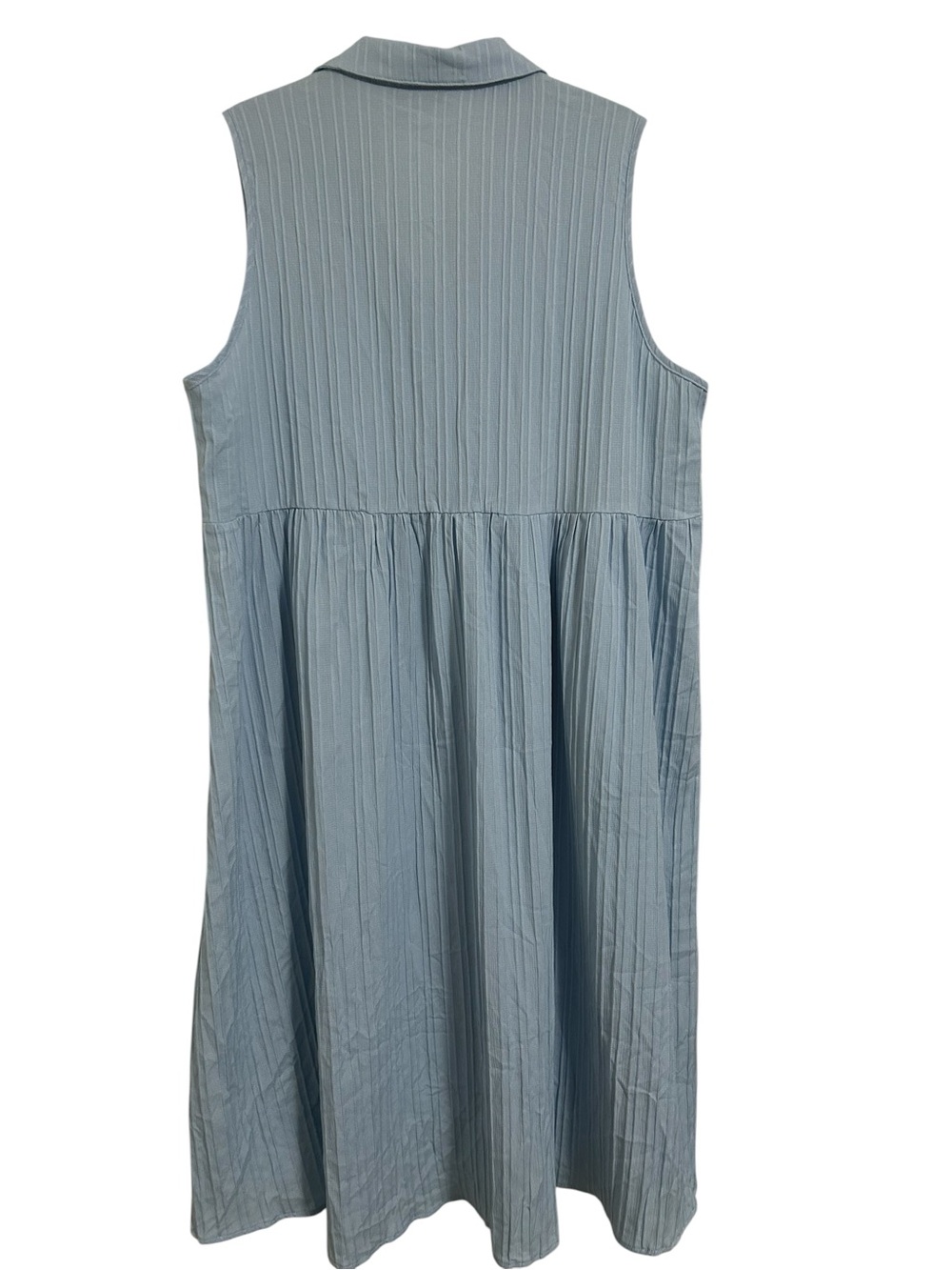 NWT BloomChic Blue Plissé Pleated Sleeveless Midi Shirt Dress High Low Sz 18/20 - Picture 3 of 3